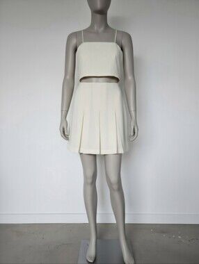 Morgan Taylor Silk Cream Pleated Mini Skirt Size 6